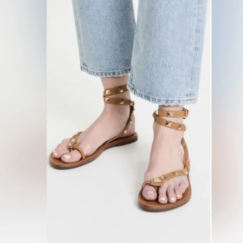 SCHUTZ Courtney Studded Gladiator Wrap Sandals 6.5 - Tan Leather - Picture 9 of 9